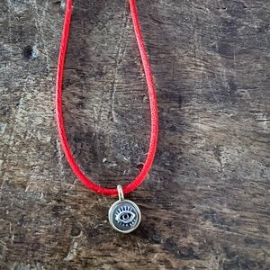 Evil Eye Pendant Necklace on Red Cord